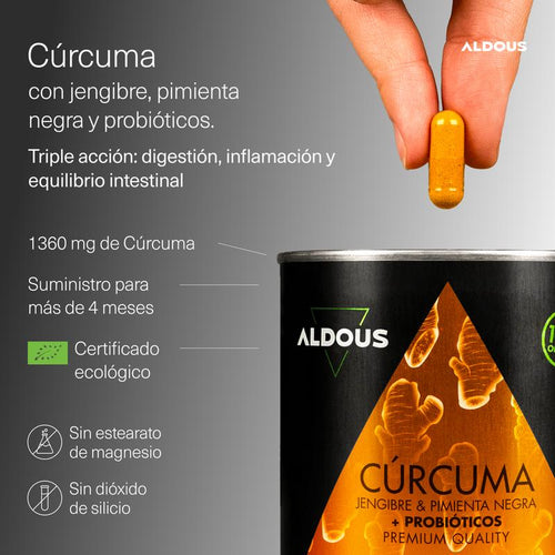 Cúrcuma - 250 Cápsulas - Antiinflamatorio Natural - Aldous